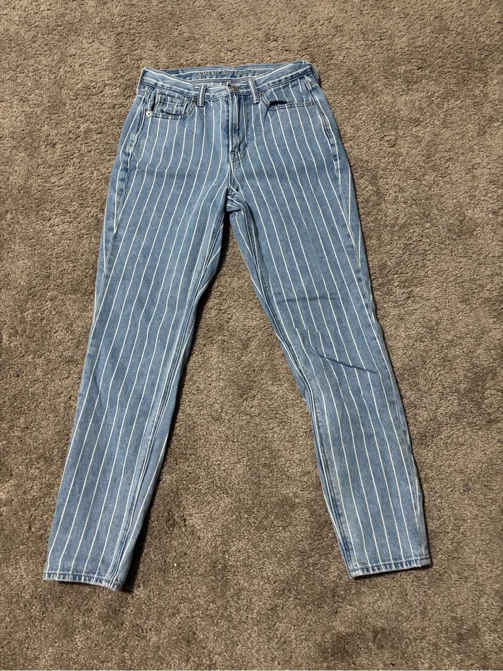 American Eagle Denim Mom Jean Women’s Size 00 Blue White Striped